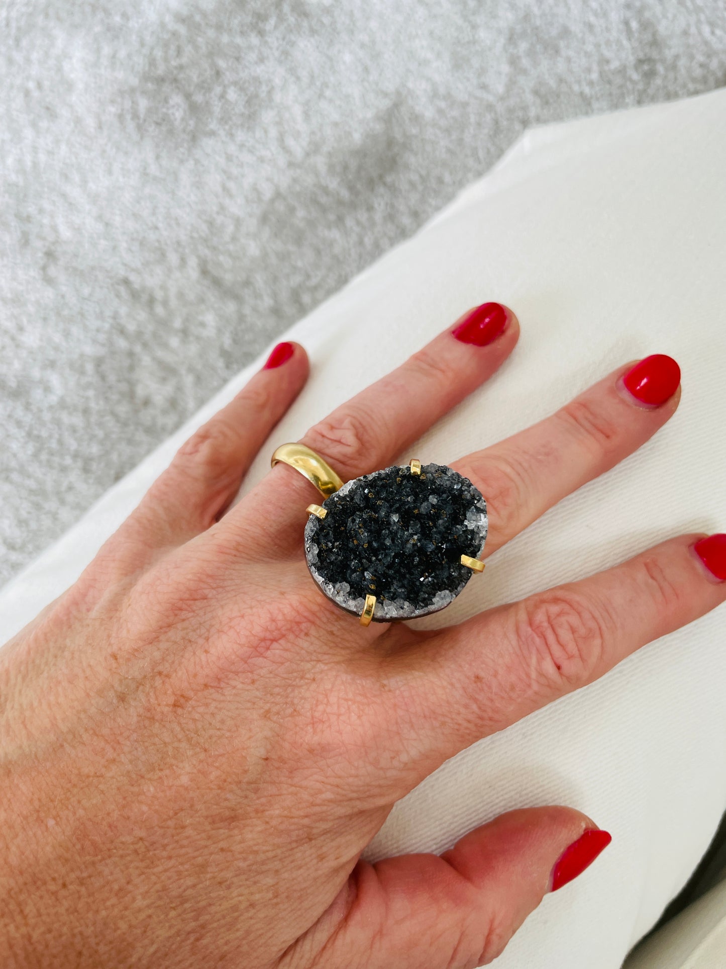 Ring Amarzão Black Druzy Gold