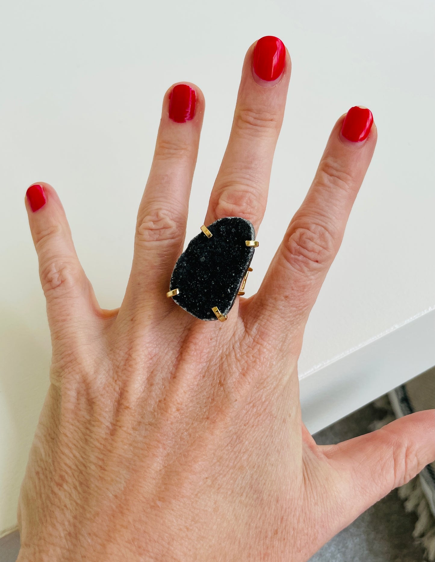 Ring Amarzão Black Druzy Gold