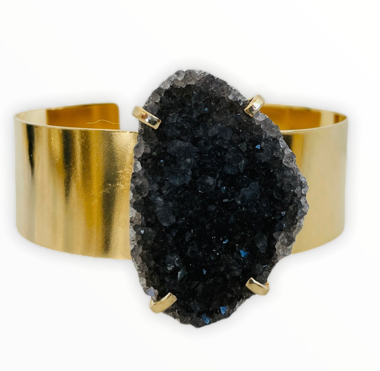 Armband gouden manchet druzy zwart grijs