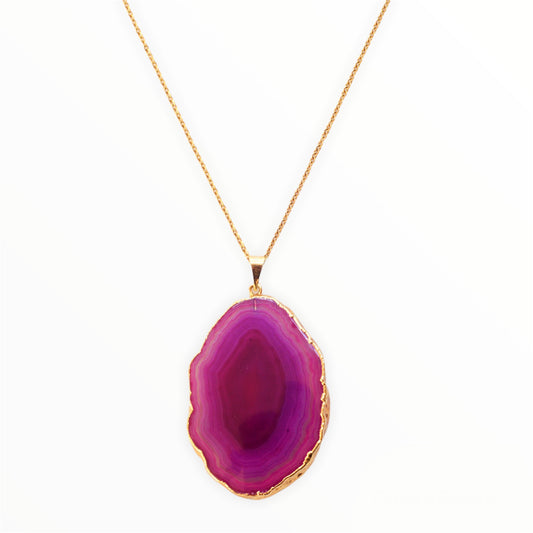 Necklace Agate Pink Golden Edge