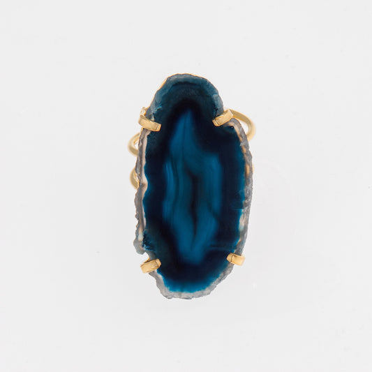 Ring Saudade Blue Agate Wire