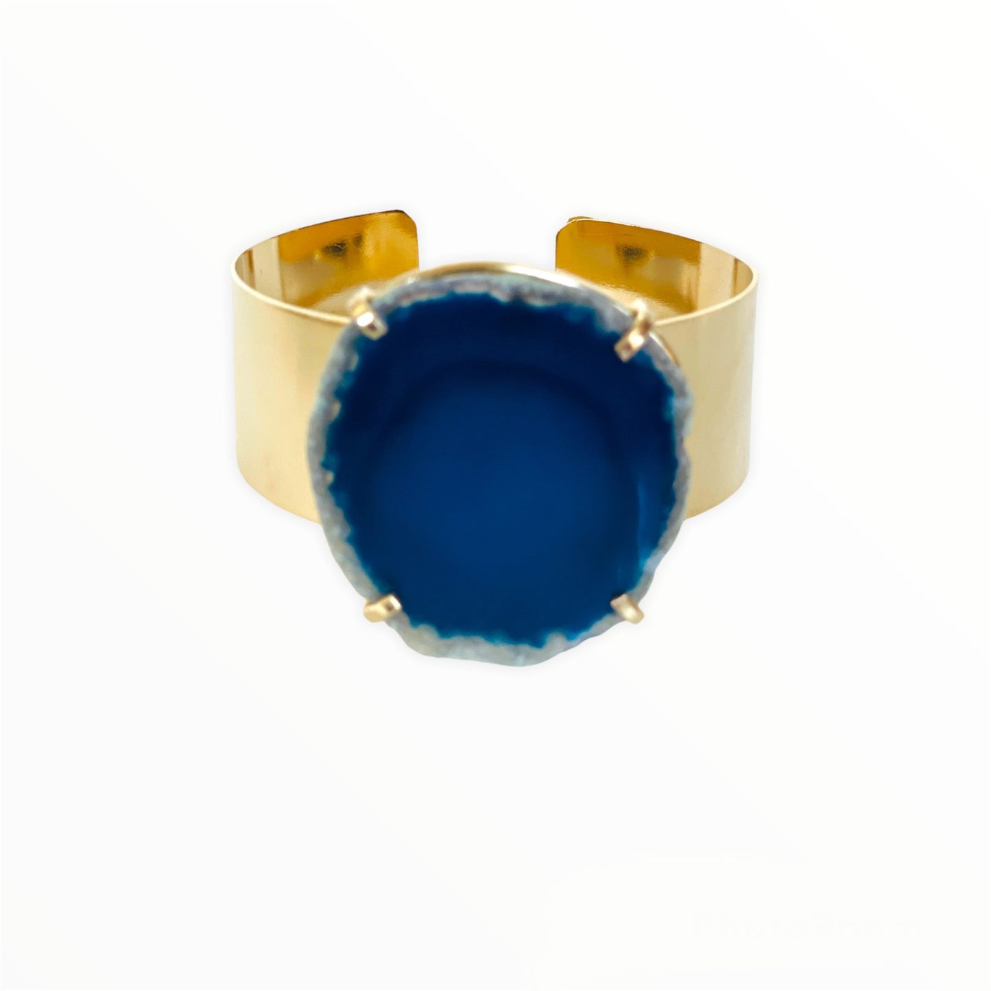 Armband gouden manchet blauwe agaat